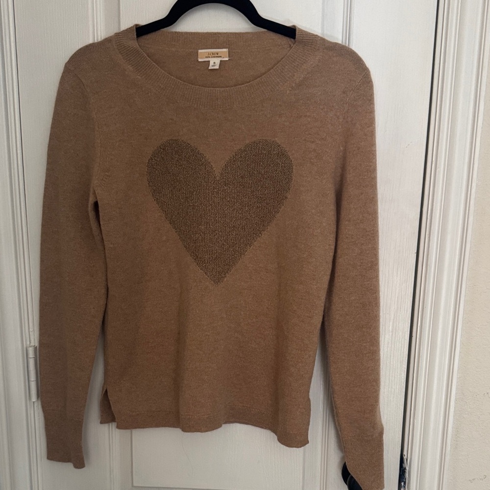 J. Crew Camel Heart Cashmere Sweater